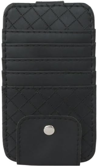 Car Sun Visor Leather Organizer Pocket - Card & Glasses Holder, Stylish Interior Accessory (Black)