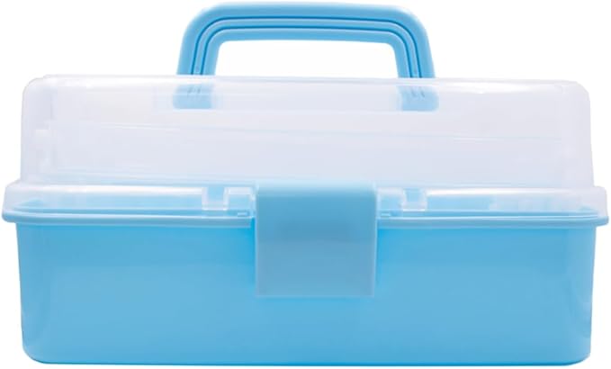 ANGELS CRAFT Clear Plastic Container 3 Layers Organizer Box - Ideal for Beads, Art Supplies, DIY Crafts, Jewelry and Small Items - 15 x 9 x 7.5”