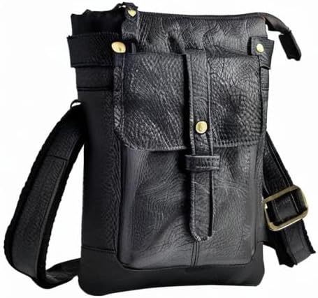 Le'aokuu Mens Genuine Leather Fanny Small Messenger Shoulder Satchel Waist Bag Pack 8711