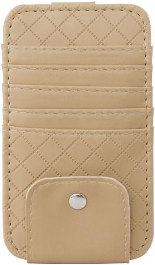 Car Sun Visor Leather Organizer Pocket - Card & Glasses Holder, Stylish Interior Accessory (Beige)