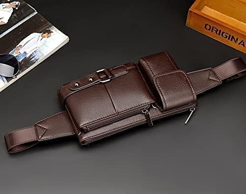 Men's Leather Sling Bag,Chest Shoulder Backpack, Water waterproof Crossbody Bag