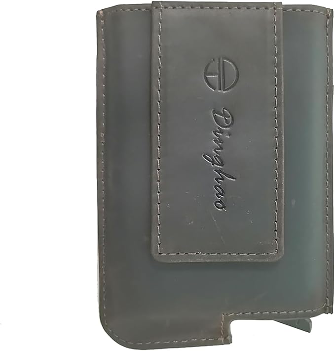 Dinghao RFID Blocking Slim Money Clip Aluminum Wallet Automatic Pop-up Card Case (Texas Brown)