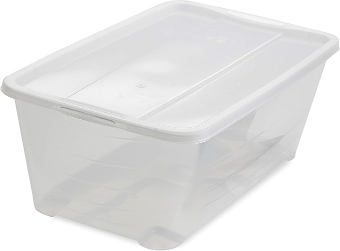 Life Story 10-Pack Plastic Storage Box, Stackable Shoe Organizer Tote Containers, 6 Liter - Clear Bins and Boxes with Lids for Bedroom, Closet, Cabinet, and Garage Organization