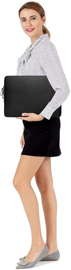 MOSISO Laptop Sleeve Bag 16 inch Compatible with MacBook Air 15 inch 2026-2023 M4 M3 M2/Pro 16 inch 2026-2019 M4 M3 M2 M1, 15-15.6 inch Notebook, PU Leather Padded Bag Waterproof Case, Black