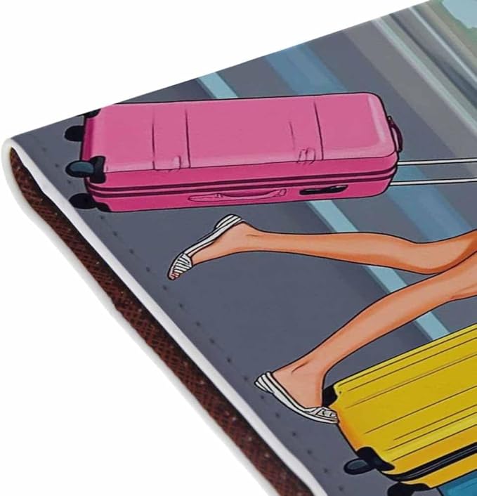 Fun Unique Passport Holder for Travel Busy Catching Flights PU Leather Passport Cover Wallet Cute Passport Card Holder for Women and Men