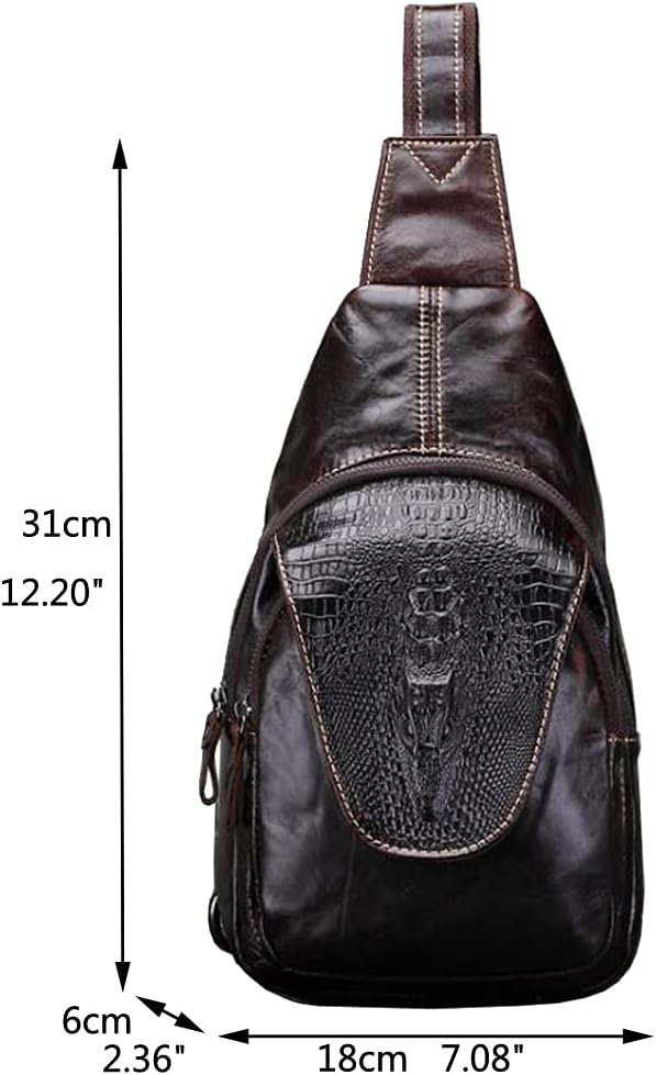 Leather Sling Bag Crossbody Backpack for Men Women Travel Outdoor Hiking Camping Shoulder Chest Pack Work Office Casual Pouch Daypack