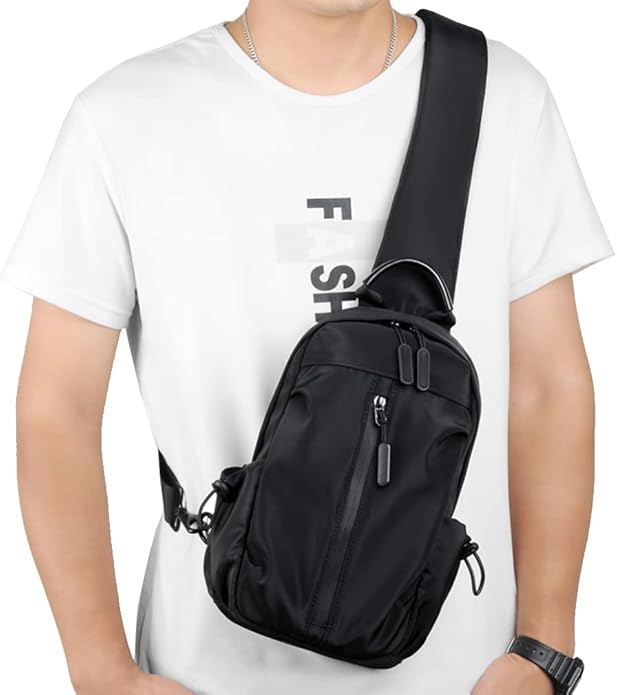 Hebetag Leather Sling Bag Crossbody Backpack for Men Women Travel Outdoor Camping