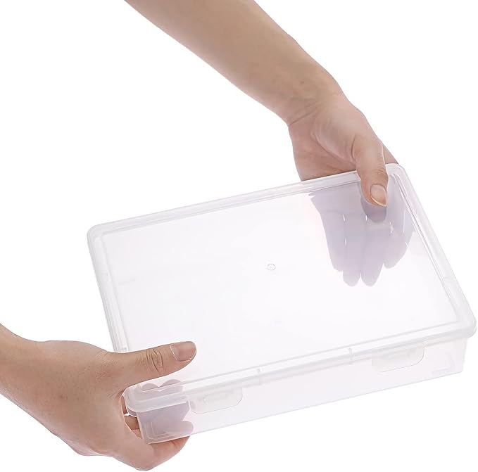 BTSKY Clear Plastic Storage Box with Flap Lid, Multipurpose Craft Organizers and Storage Box Art Supply Storage Organizer Plastic Sewing Box for Beads Pencils Notebooks, 6 Pack Small