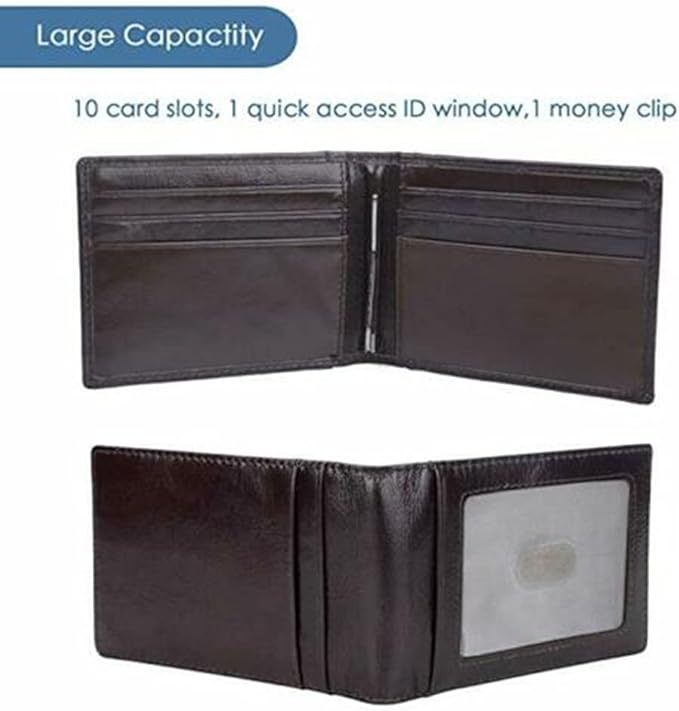 RFID Men's Leather Slim Bifold Money Clip Wallet Front Pocket Credit Card Holder