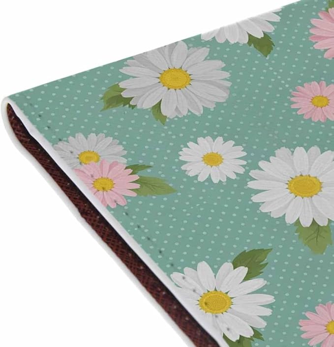 Daisy Passport Holder for Travel Vintage Ditsy Flower Dots PU Leather Passport Cover Wallet Cute Passport Card Holder for Women and Men