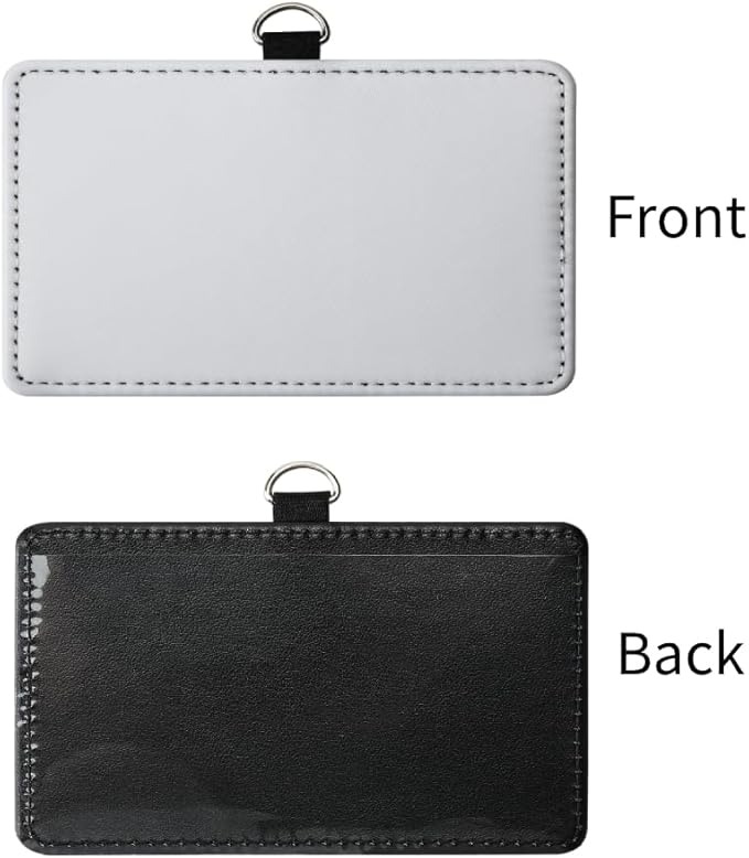 30 Pack Sublimation Blanks PU Leather ID Badge Holder Heat Transfer Print Horizontal ID Card Holders for Badges Buddy Waterproof Name Tag Holders Blank for Coach Office Employees Students