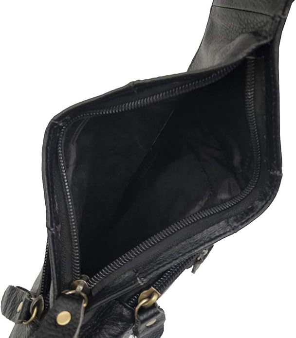 Hebetag Leather Sling Bag Crossbody Backpack for Men Women Travel Outdoor Camping