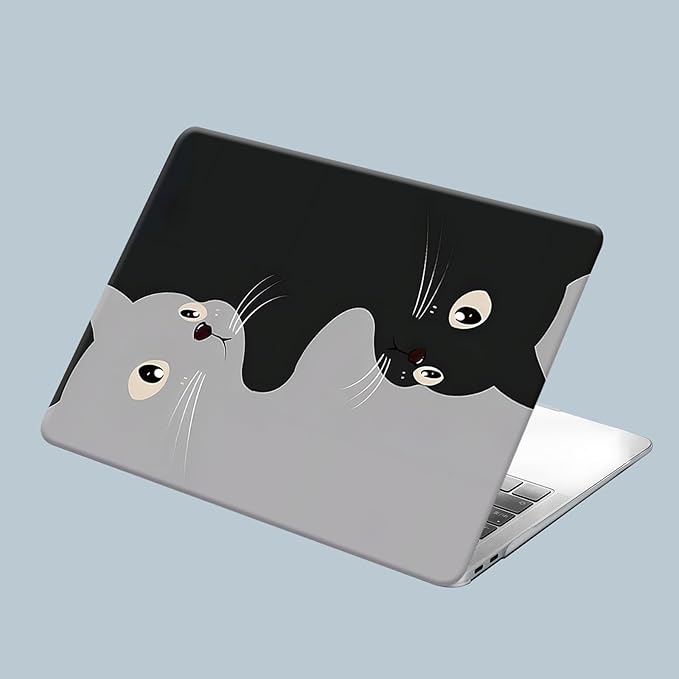 KEROM Compatible for MacBook Pro 13 Inch Case 2025 2024 2023 2022-2016 M2 M1 A2338 A2289 A2251 A2159 A1989 A1706 A1708, Cute Aesthetic Protective Plastic Hard Shell & Keyboard Cover, Two Cats