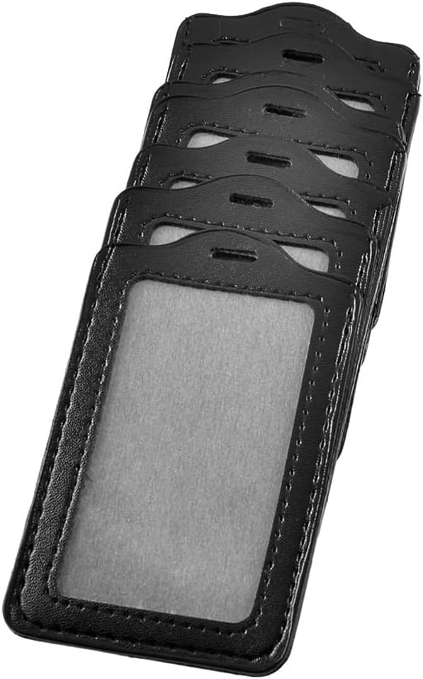 uxcell Faux Leather Office Vertical Name Tag ID Badge Card Holders 10 Pcs Black