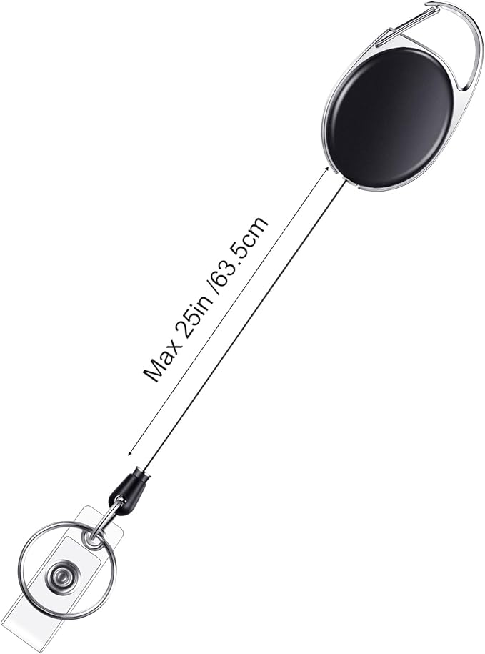 E&EY 5 Set ID Badge Holder Name Card with Retractable Badge Reel Clip Heavy Duty Vertical PU Leather