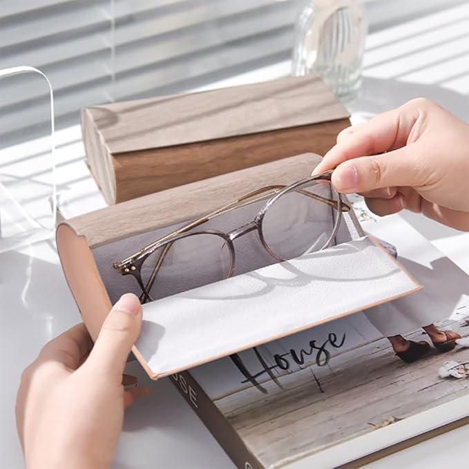 Philley Dual Glasses Case 2-in-1 PU Leather Hard Shell Double Eyeglasses case for Women & Men