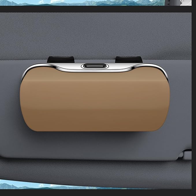zipelo Sunglasses Holder for Car Sun Visor, Protective Automotive Eyeglasses Storage Case Hanger, Soft Vehicle Interior Glasses Organizer Box Accessories, Universal for SUV Sedan Truck (Beige)