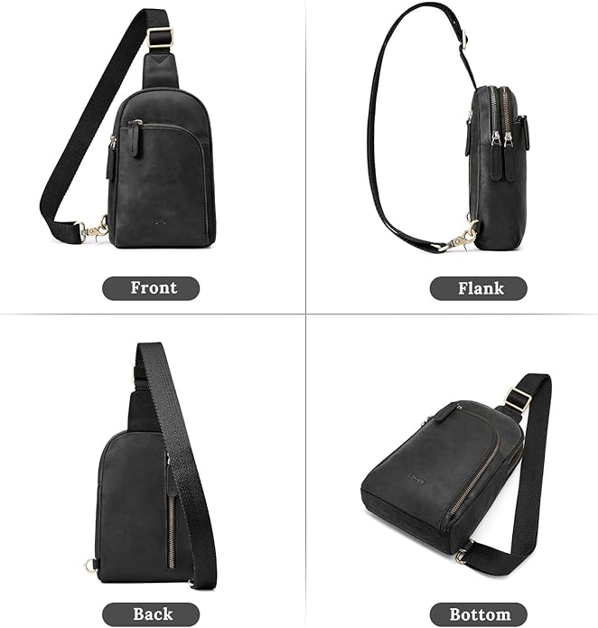 S-ZONE Genuine Leather RFID Blocking Small Sling Bag Women Crossbody Fanny Packs