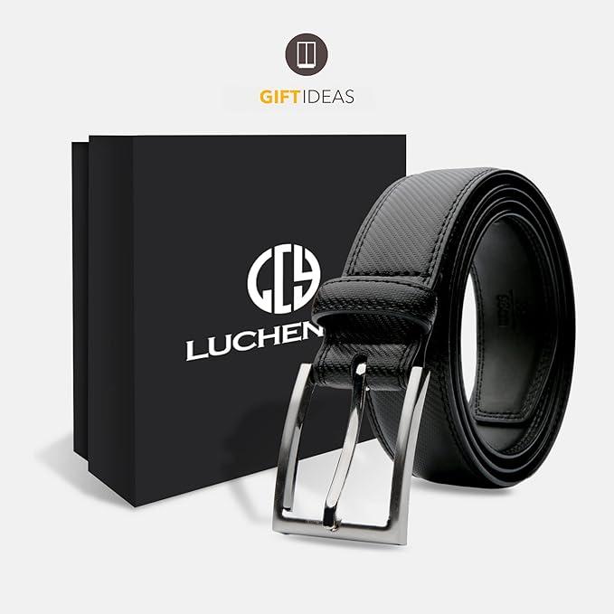 Mens Genuine Leather Dress Belt Classic Casual Belt with Single Prong Buckle for Jeans Pants Work and Business