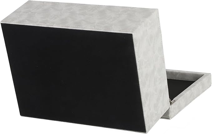 HofferRuffer Faux Leather Decorative Box, Large Wooden Structure Keepsake Box Accessory Organizer Jewelry Organizer with Hinged Lid, Storage Container for Home or Office (Grey)