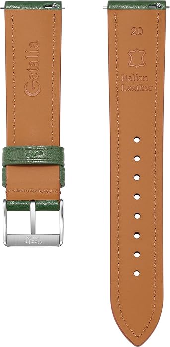 Getalia Italian leather Watch Band Tuscany Natural Vegetable-Tanned Full Grain Leather,14mm 16mm 18mm 19mm 20mm 21mm 22mm Quick Release Replacement Watch Straps for Men and Women Thick and Soft