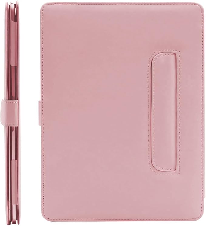 MOSISO Case Compatible with MacBook Air 13.6 inch M4 M3 M2 2025-2022 /Air 13 M1 2022-2018 /Pro 13 inch M2 M1 2025-2016, PU Leather Portfolio Protective Stand Cover, Rose Quartz