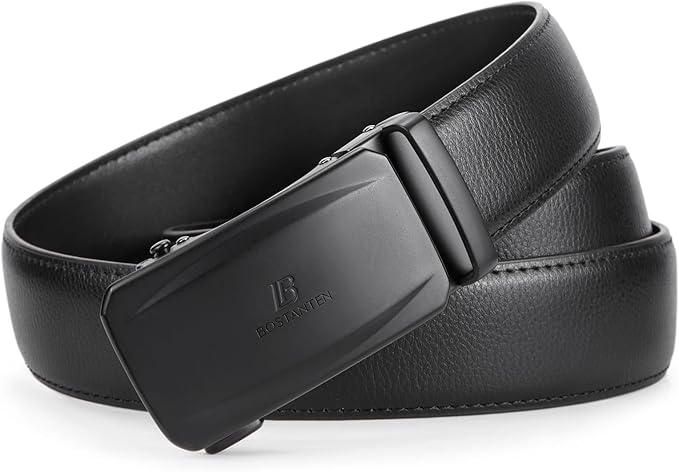 BOSTANTEN Mens Belt Leather Ratchet Belt For Men Dress and Casual with Adjustable Buckle, Trim to Fit