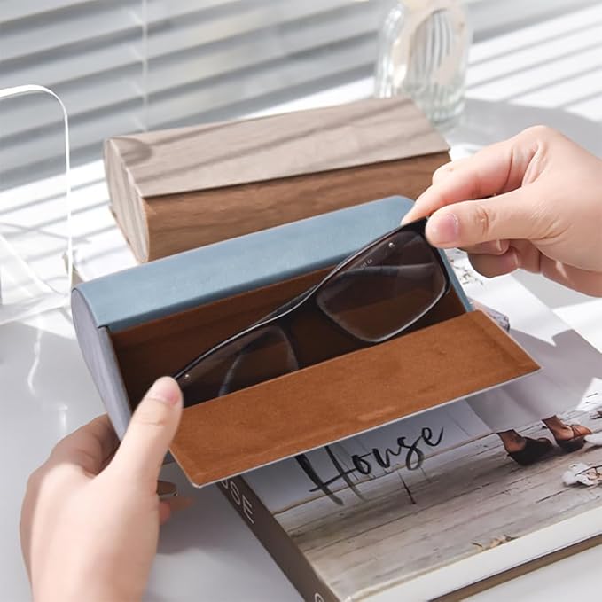 Philley Dual Glasses Case 2-in-1 PU Leather Hard Shell Double Eyeglasses case for Women & Men