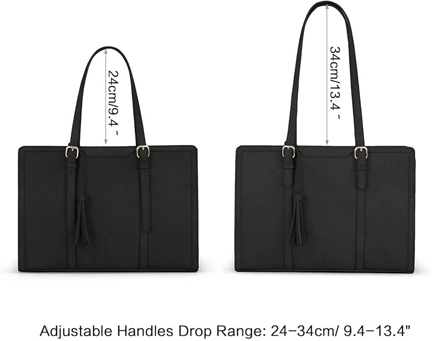 ECOSUSI Laptop Bag For Women 15.6 Inch Work Tote Bags PU Leather Computer Purse For Business Office With 3 Layer Compartments