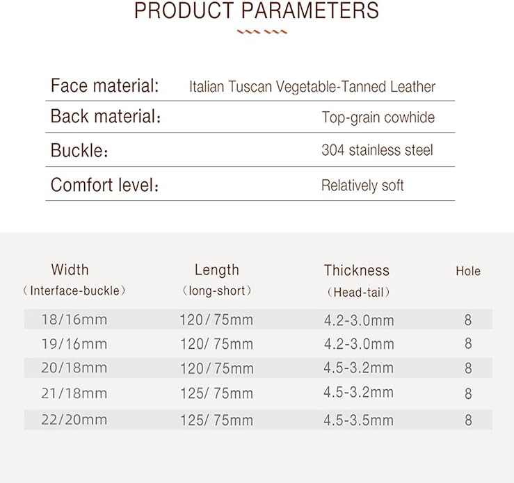 Getalia Italian leather Watch Band Tuscany Natural Vegetable-Tanned Full Grain Leather,14mm 16mm 18mm 19mm 20mm 21mm 22mm Quick Release Replacement Watch Straps for Men and Women Thick and Soft