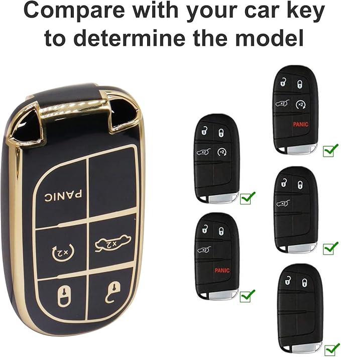 Elegananccy for Jeep Key Fob Cover, Soft Full Protection Key Case Shell Compatible with 2016 2017 2018 Jeep (Black)