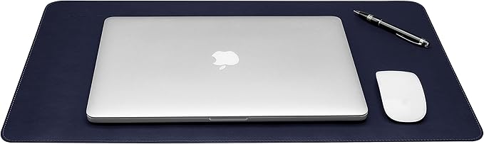 Gallaway Leather Desk Mat - Office Writing Desk Pad, Medium 24" x 14" Navy Blue, Gift Ready Elegant Computer Desk Cover Protector