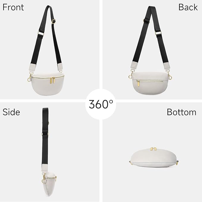 GAEKEAO Crossbody Bags for Women Fashion Sling Purse Fanny Pack Leather Belt Bum Bag Chest Shoulder Bag for Travel Beige