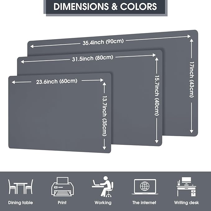 Leather Desk Pad Protector 23.6x13.7inch Non-Slip Large Gaming Mouse Pad Waterproof Desk Writing Pad Desk Blotter Laptop and Keyboard Mat for Office and Home(Royal Blue)
