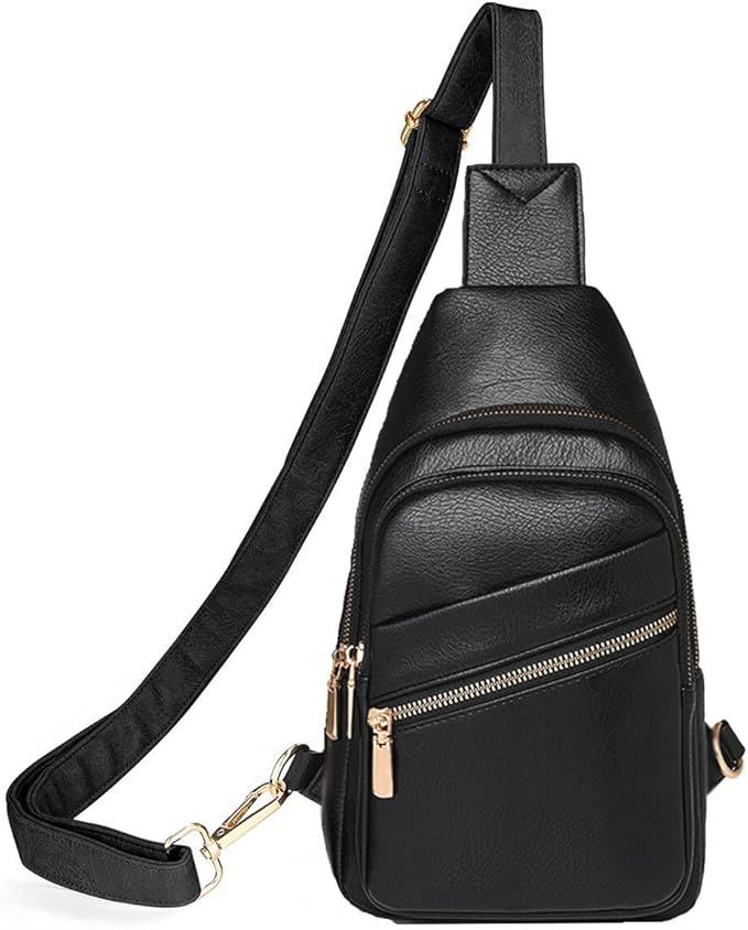 ANPTER Sling Bag for Men Crossbody Chest Bag,PU leather Over the Shoulder Purse Cross Body Sling Backpack for Travel
