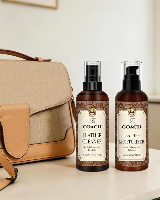 Leather Cleaner & Moisturizer Set for Coach, Cleaning and Maintenance Set for Coach, Powerful Stain Removal, Gentle Care, Suitable for Handbags/Wallets and Other Luxury Brands