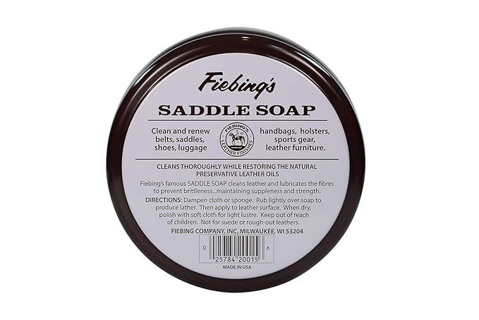Fiebing's White Saddle Soap for Leather (12 oz Tin) - Cleaner & Conditioner to Soften, Protect & Restore Leathercraft - Soap for Car Seat, Couch, Shoe, Purse, Boot, Bag, & Saddles