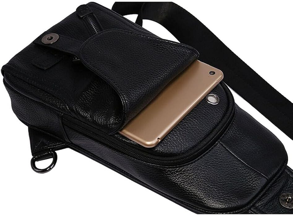 Hebetag Leather Sling Bag Crossbody Backpack for Men Women Travel Outdoor Camping