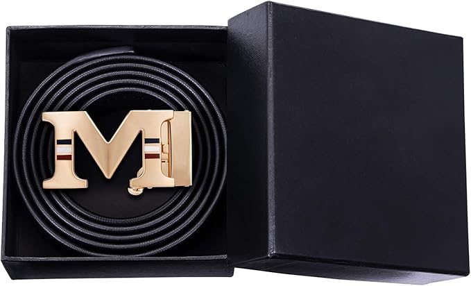 Barry.Wang Mens Belts Leather Ratchet Automatic Buckle Slide Click 1 3/8" Designer Dress Fashion Classic Casual Work Business