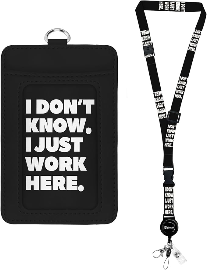 bolimoss Funny Lanyards for ID Badges,PU Leather Badge Holders with Detachable Neck Lanyard Strap, Adjustable Retractable Badge Reels with Metal Swivel Clasp, Teacher Nurse Student Work Office Gifts