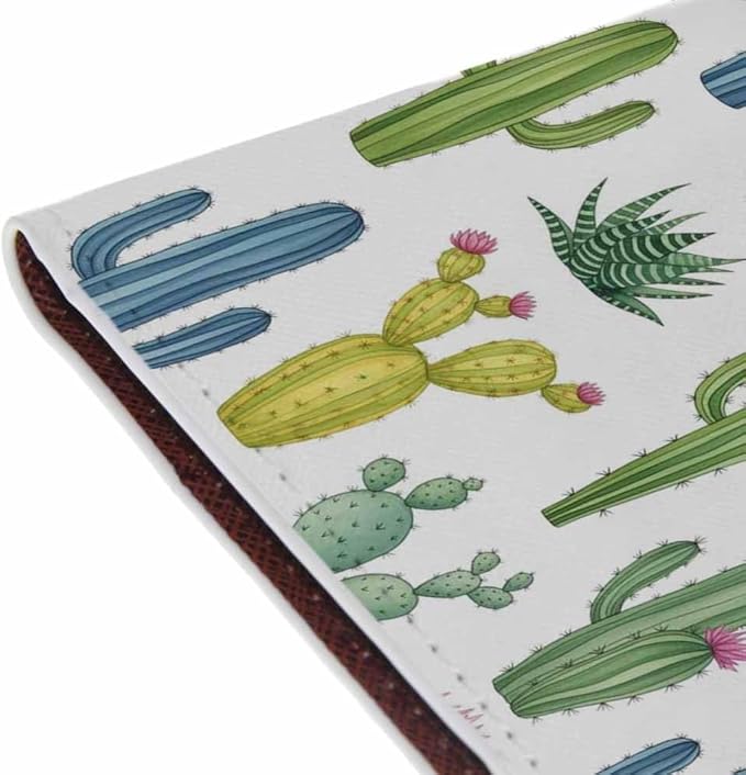 Watercolor Cactus Passport Holder for Travel Cacti Desert Succulent Flower PU Leather Passport Cover Wallet Cute Passport Card Holder for Women and Men