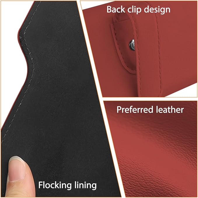 Zpana Sunglass Holder for Car Visor, Leather Auto Eyeglasses Sun Visor Organizer Case with Hidden Magnetic Closure, Auto Protective Glasses Storage Box, Universal for SUV RV Truck (Red)