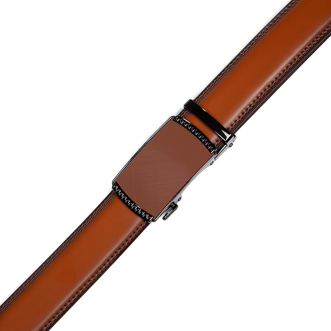 Founders & C Ratchet Belts for Men-Black/Brown Belt Leather 1 3/8" for Casual Dress-Micro Adjustable Belt