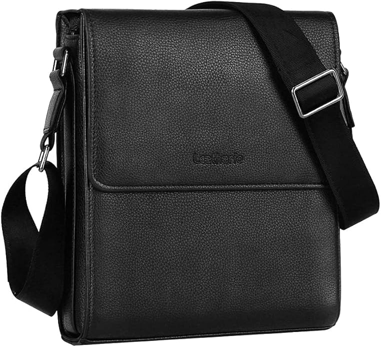Leathario Men's Crossbody Bag,Vegan Leather Shoulder Messenger Purse Sling Satchel For Work Business Travel