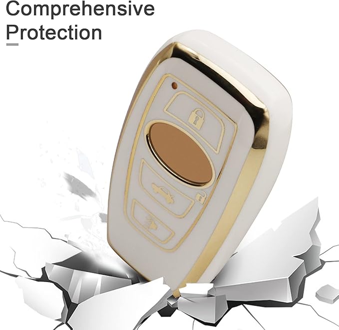 Elegananccy for Subaru Key Fob Cover, Soft Full Protection Key Case Shell with Keychain Compatible with Ascent BRZ Crosstrek Forester Impreza Legacy Outback WRX STI (White)