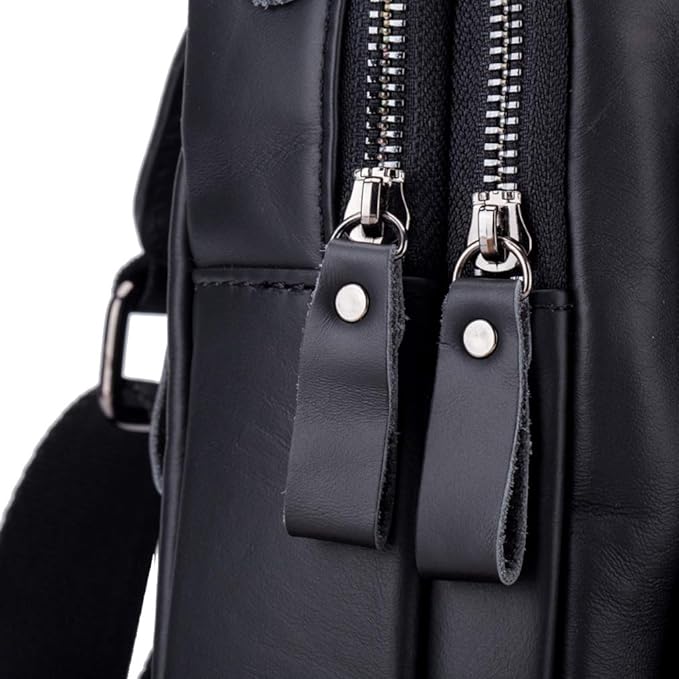 Leather Sling Bag Backpack for Men Women Outdoor Travel Hiking Business Shoulder Crossbody Chest Pouch Pack Casual Work Office Handbag Tote