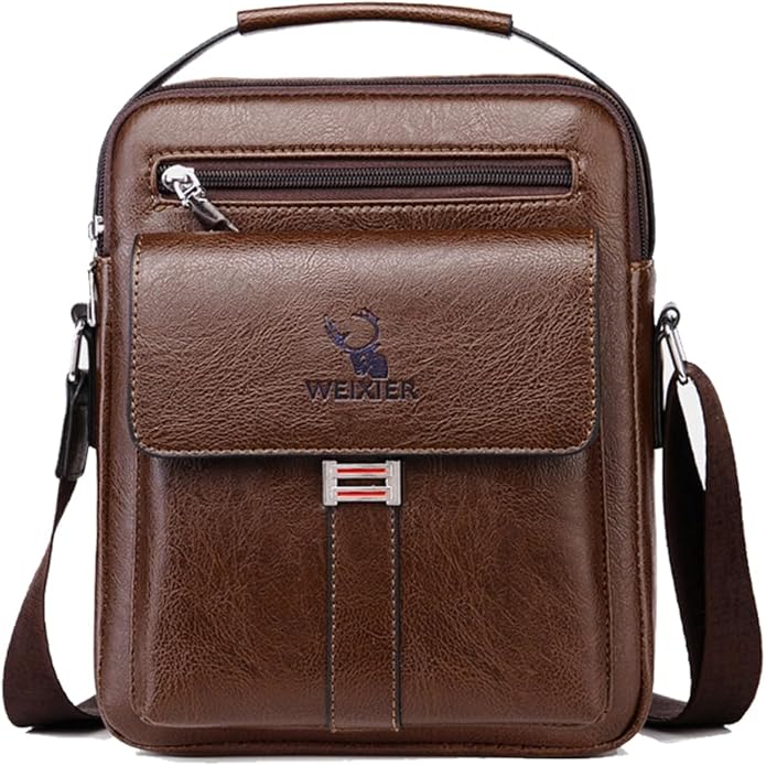 Messenger Bag for Men Crossbody Shoulder Purse Small Vintage PU Leather Satchel Pouch Side Crossover Handbag