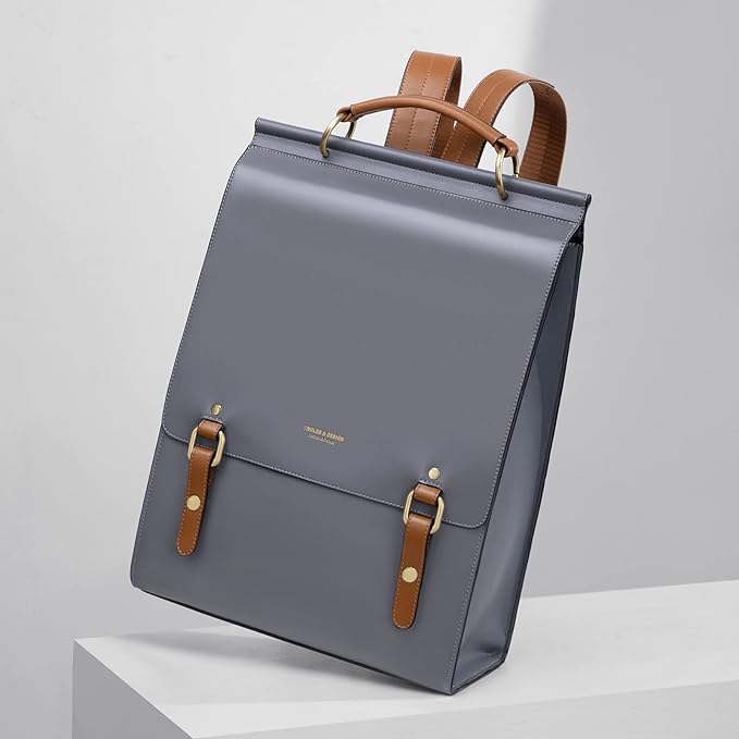 Cnoles Leather Backpack Purse For Women Fashion Ladies Vintage Bags Casual College Travel Backpacks Large bag Grey
