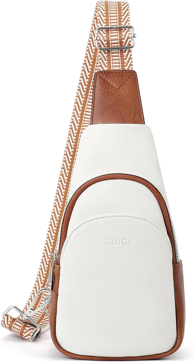 CLUCI Small Sling Bag for Women, Vegan Leather Fanny Pack Crossbody Bags for Women, Chest Bag With Guitar Strap
