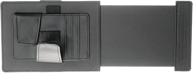 TFY Car Sun Visor Extender and Organizer, Universal Sunshade Anti-Glare, Vehicle Storage Holder for Sunglasses, Pens and Cards, Multi-Pocket Auto Interior Accessories - 1 Piece (Black)
